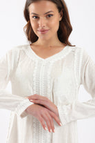 كارينا فستان شبك مطرز كم طويل نسائي