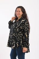 كارينا قميص مطبوع منقوش كم طويل نسائي ملون