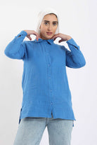 قميص واسع سادة بأزرار أمامية نسائي