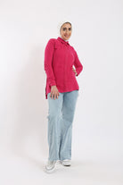 كارينا قميص واسع سادة بأزرار أمامية نسائي