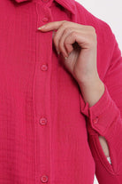 قميص واسع سادة بأزرار أمامية نسائي