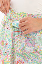 كارينا شورت بيجامة منقوش برباط على الخصر ملون