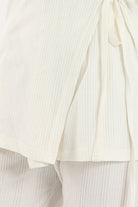 كارينا طقم بيجامة بلوزة ملفوفة أمامية وبنطلون واسع طويل مريح