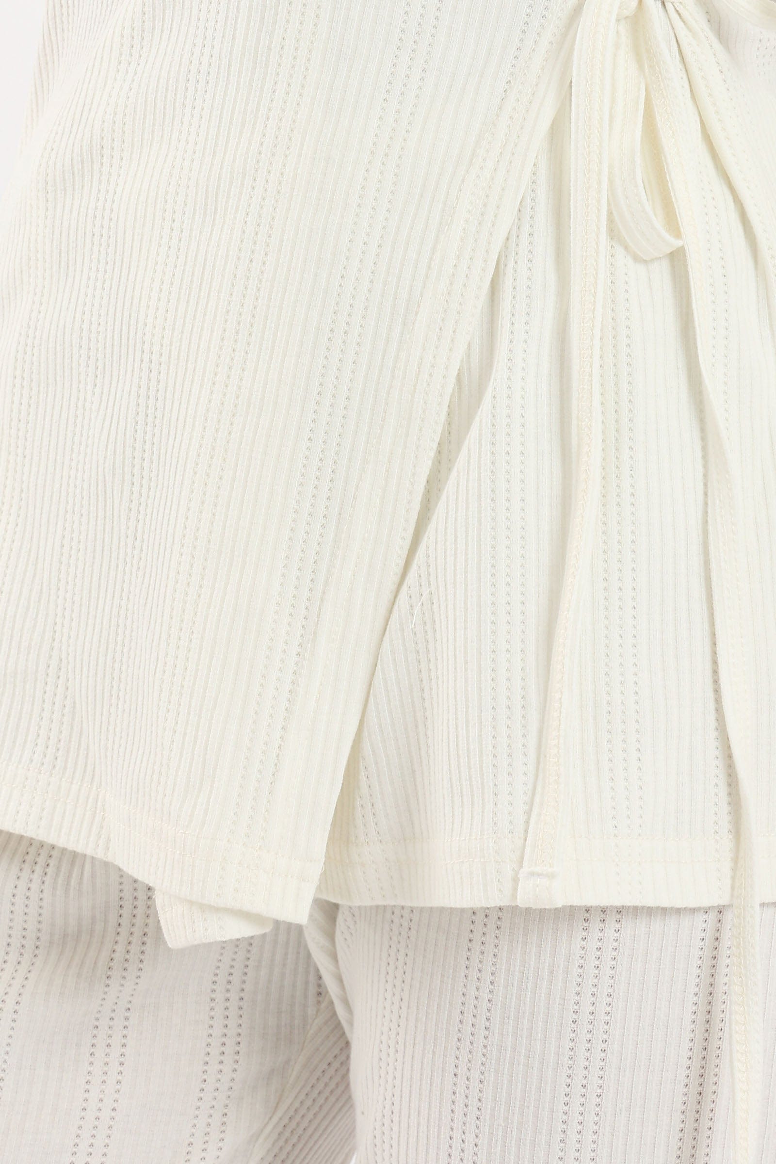 كارينا طقم بيجامة بلوزة ملفوفة أمامية وبنطلون واسع طويل مريح