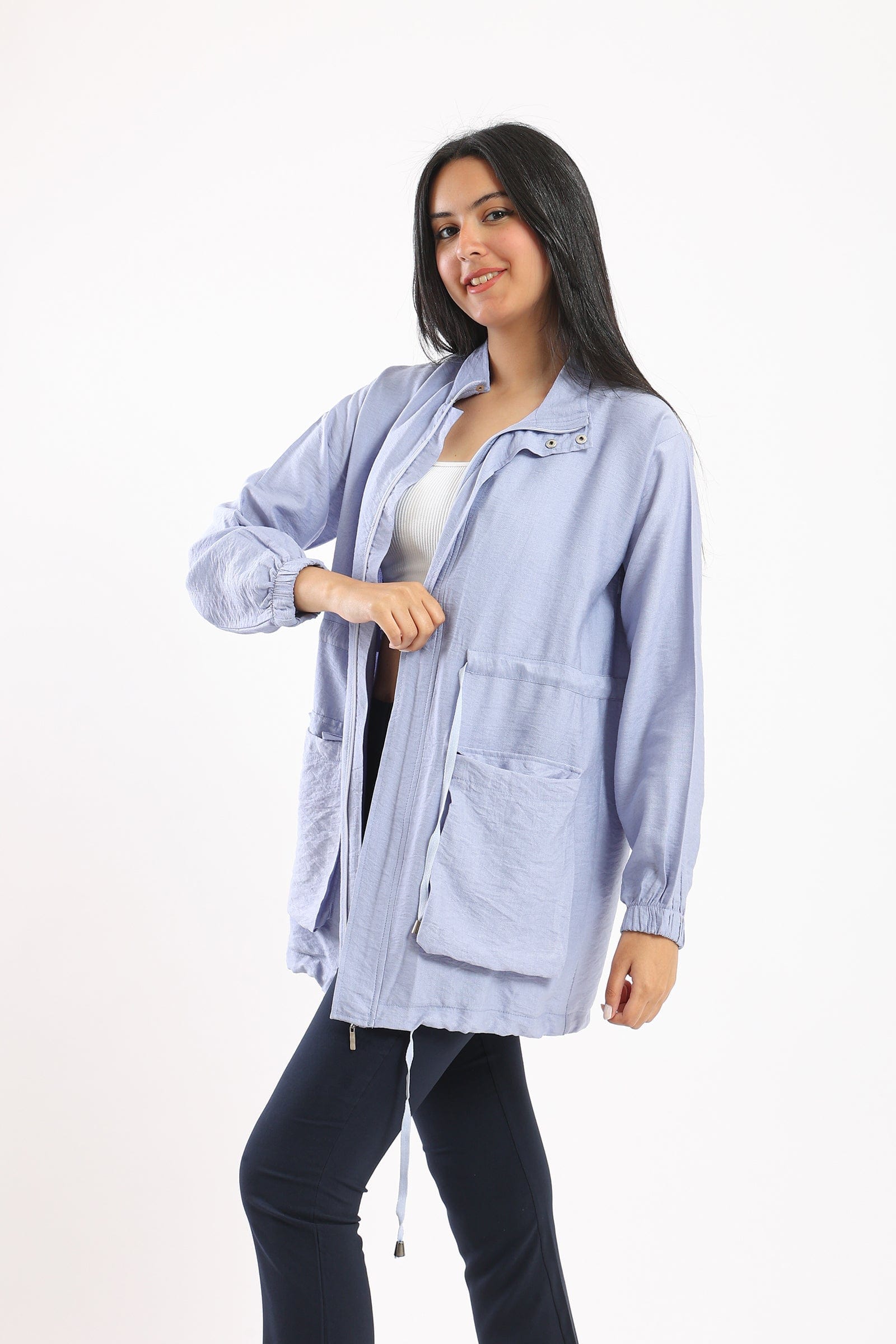 كارينا جاكيت طويل بجيوب كم طويل