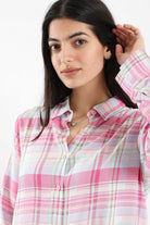 كارينا قميص نسائي طويل للنوم كاروهات ملون