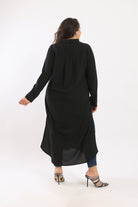 كارينا قميص طويل سادة بقصة ضيقة كم طويل