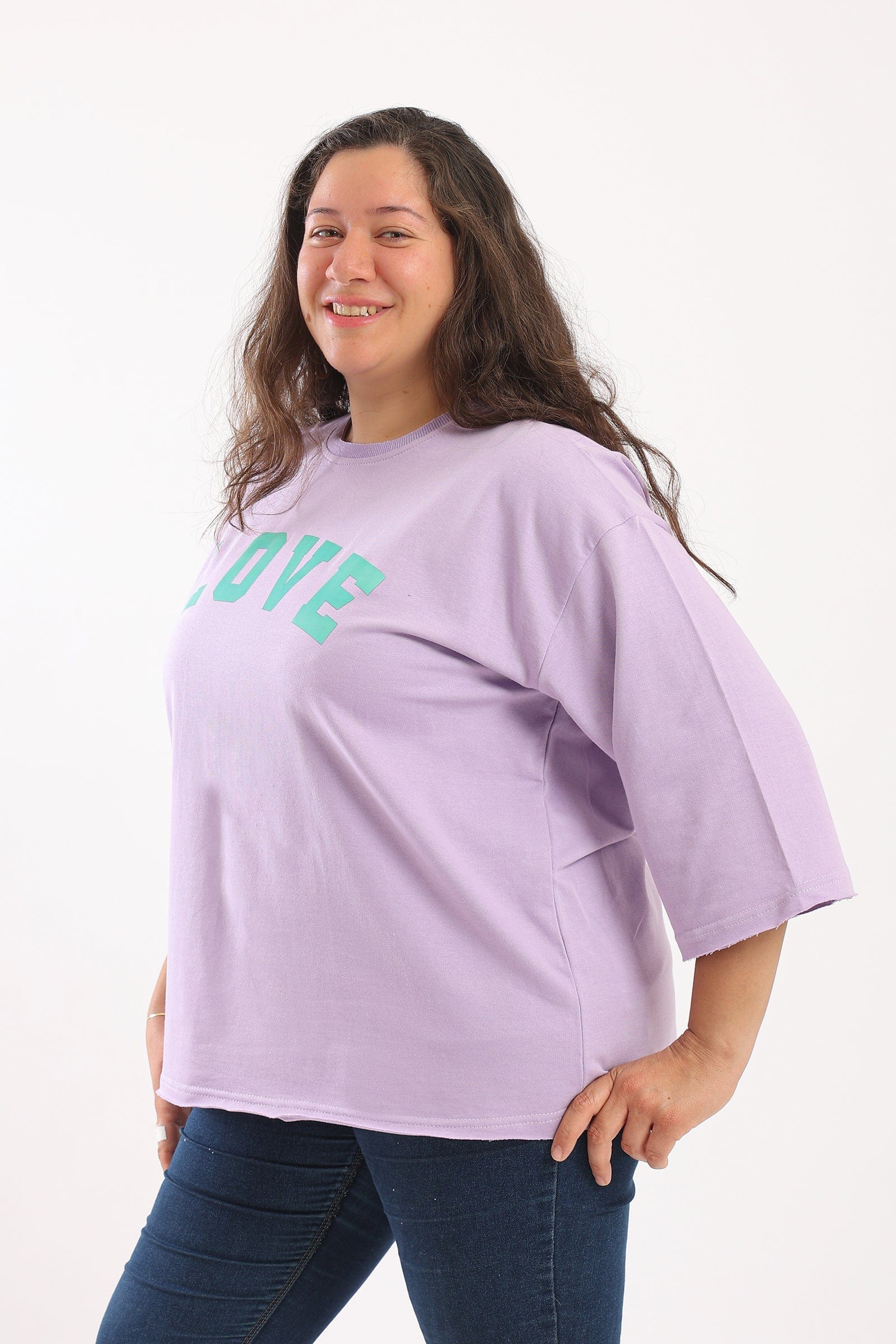 كارينا بلوزة نسائي كم 3/4 مطبوع عليها "Love"