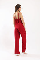 كارينا طقم بيجامة بلوزة حمالات وبنطلون طويل وواسع