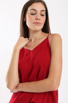 كارينا طقم بيجامة بلوزة حمالات وبنطلون طويل وواسع