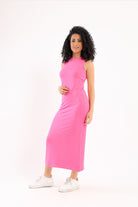 كارينا فستان ميدي سادة بياقة مستديرة