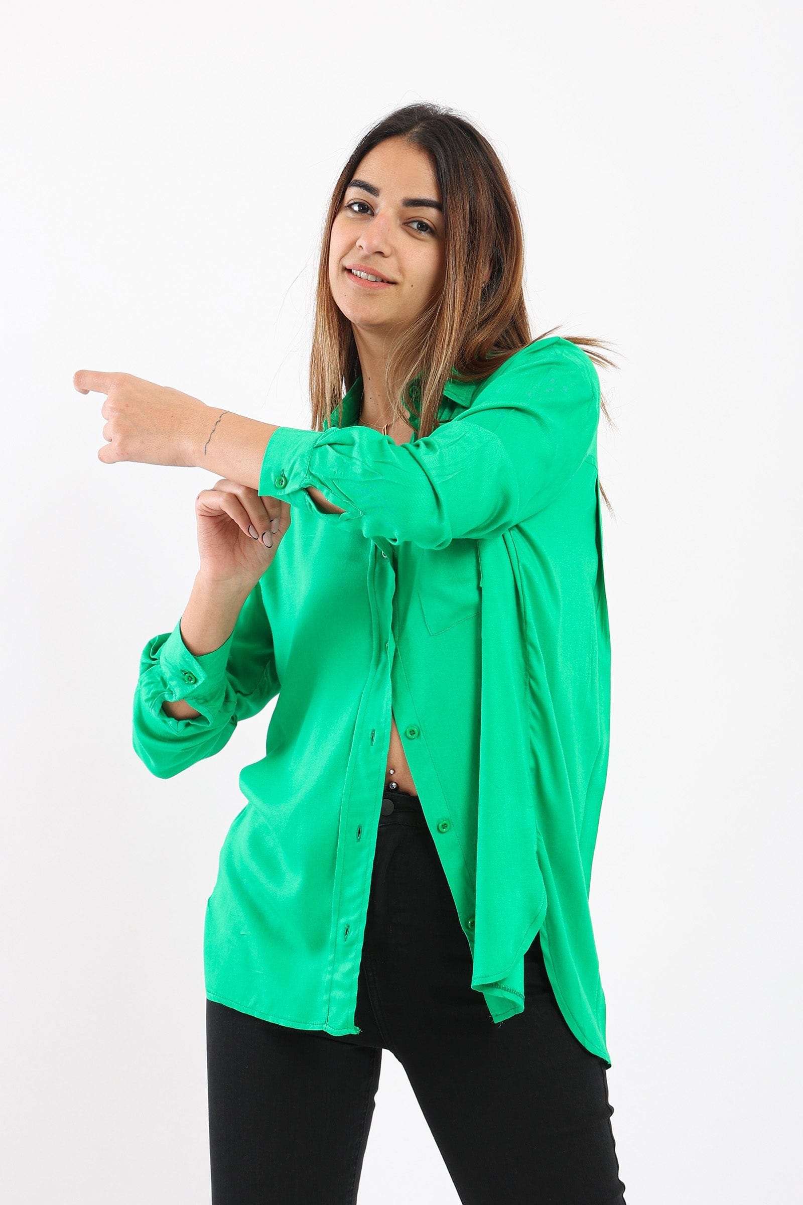 قميص كاجوال نسائي بأزرار بجيب على الصدر