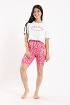 كارينا طقم بيجامة شورت منقوش وتيشيرت بطبعة أبيض