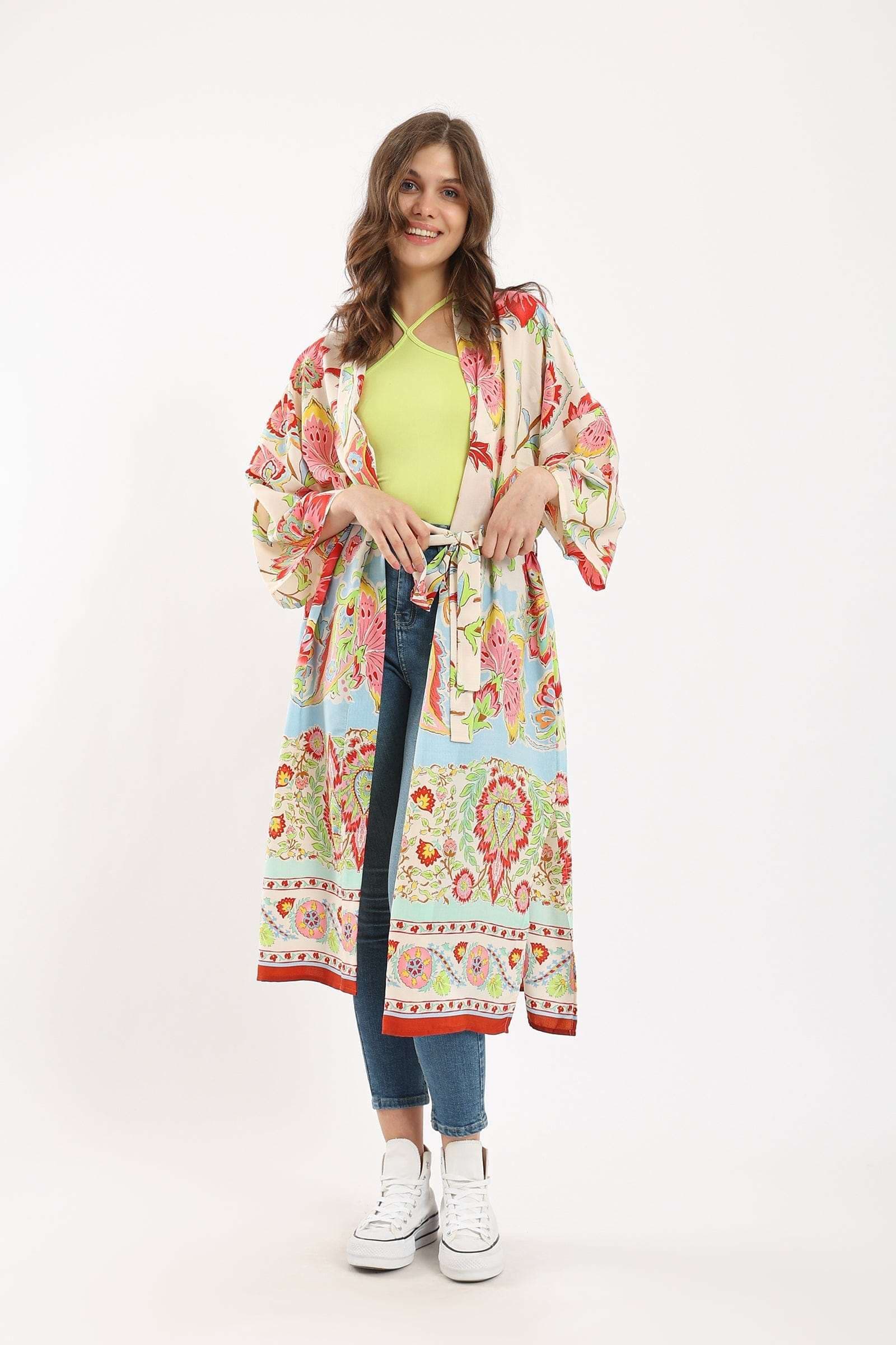 كارينا كيمونو ملون بطبعة زهور ملون