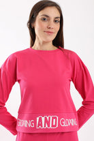 كارينا طقم بيجامة شتوي تيشيرت بطبعة كم طويل وبنطلون