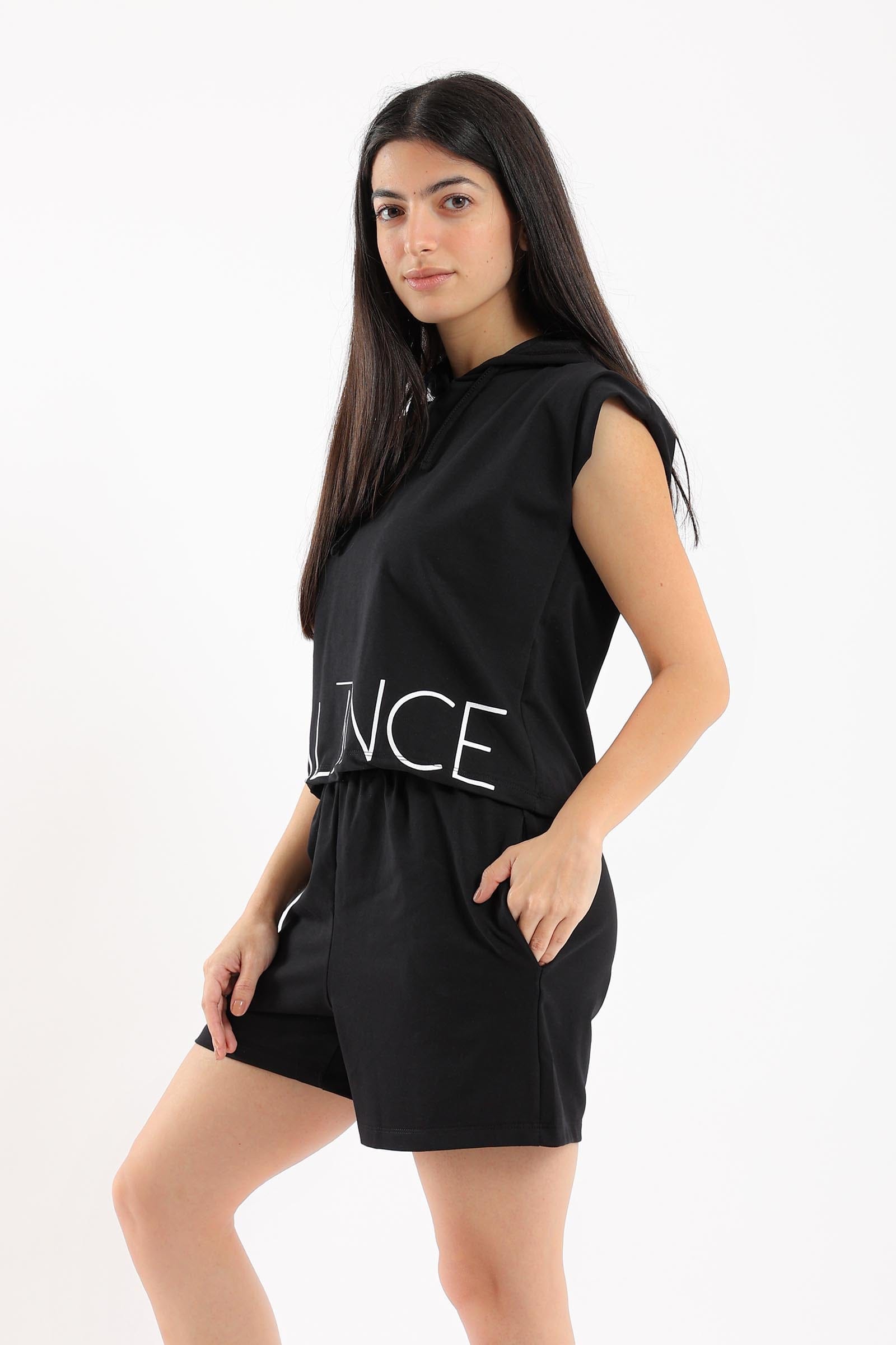 كارينا طقم بيجامة بلوزة بهودي وشورت