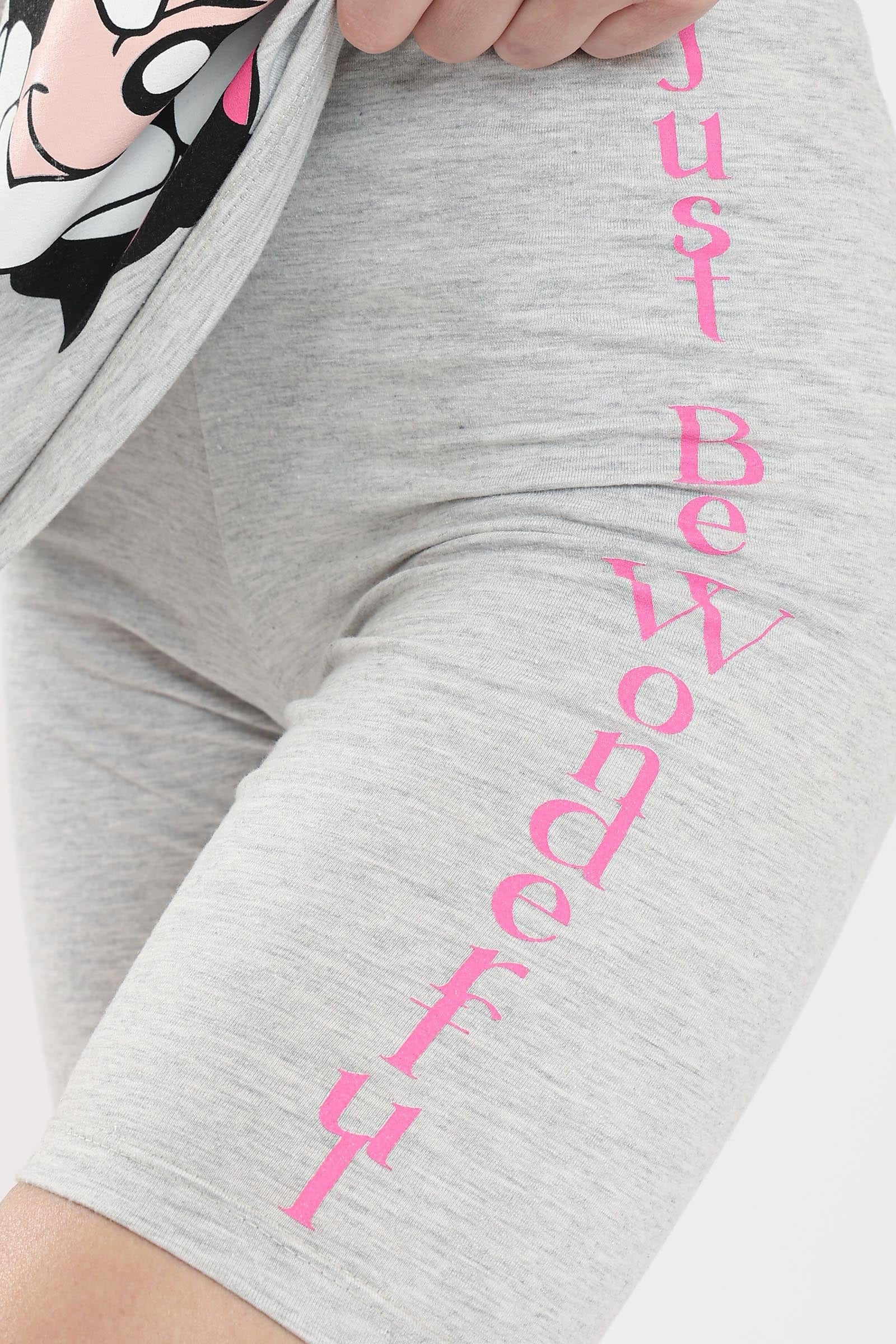 كارينا طقم بيجامة ميني ماوس شورت وتيشيرت رمادي