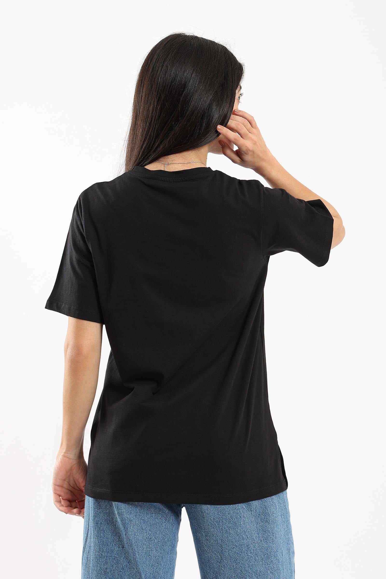 كارينا تي شيرت مطبوع نص كم