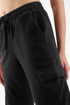 بنطلون كارجو نسائي بجيوب أمامية بخصر مطاطي