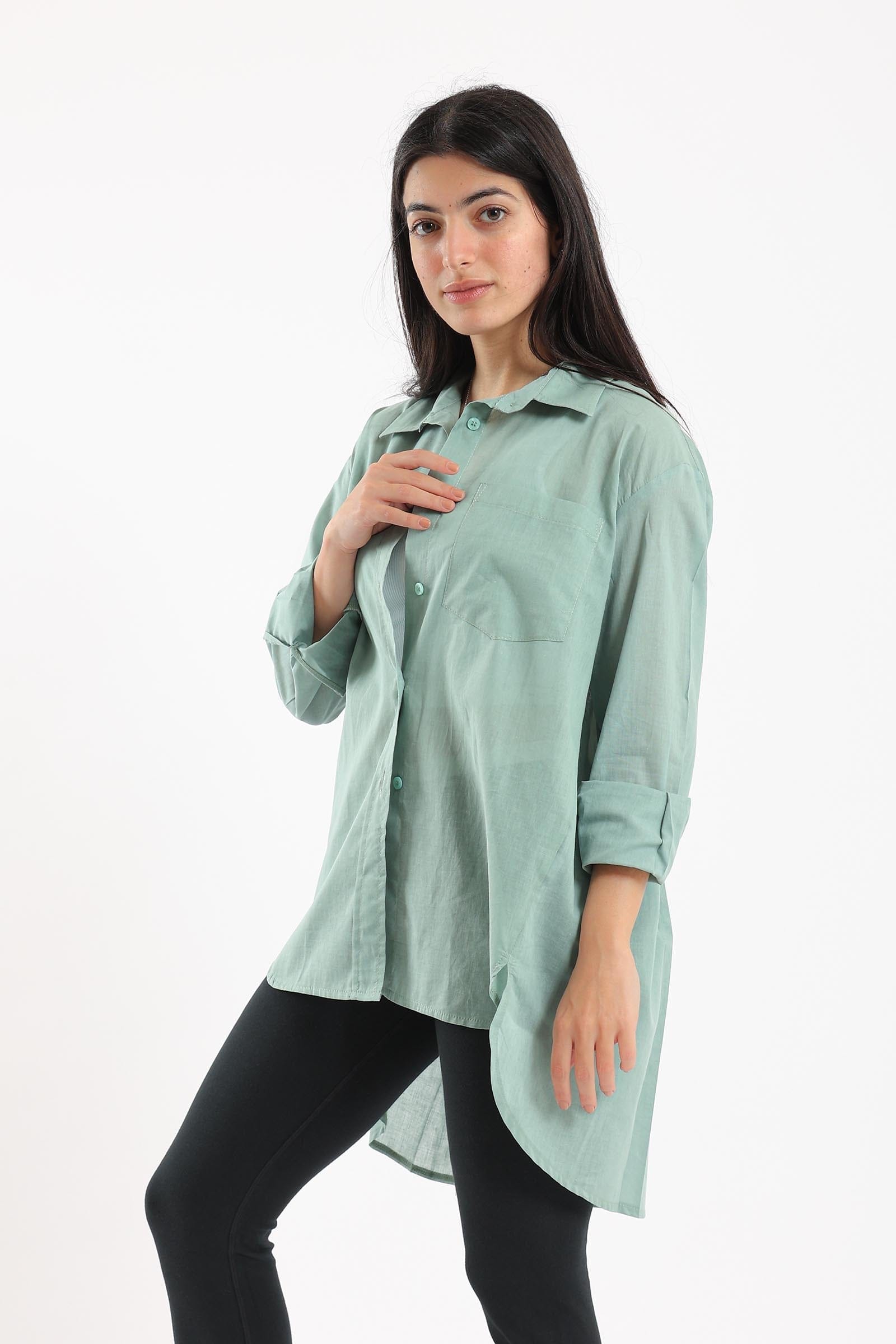 كارينا قميص نسائي طويل مريح طويل من الخلف