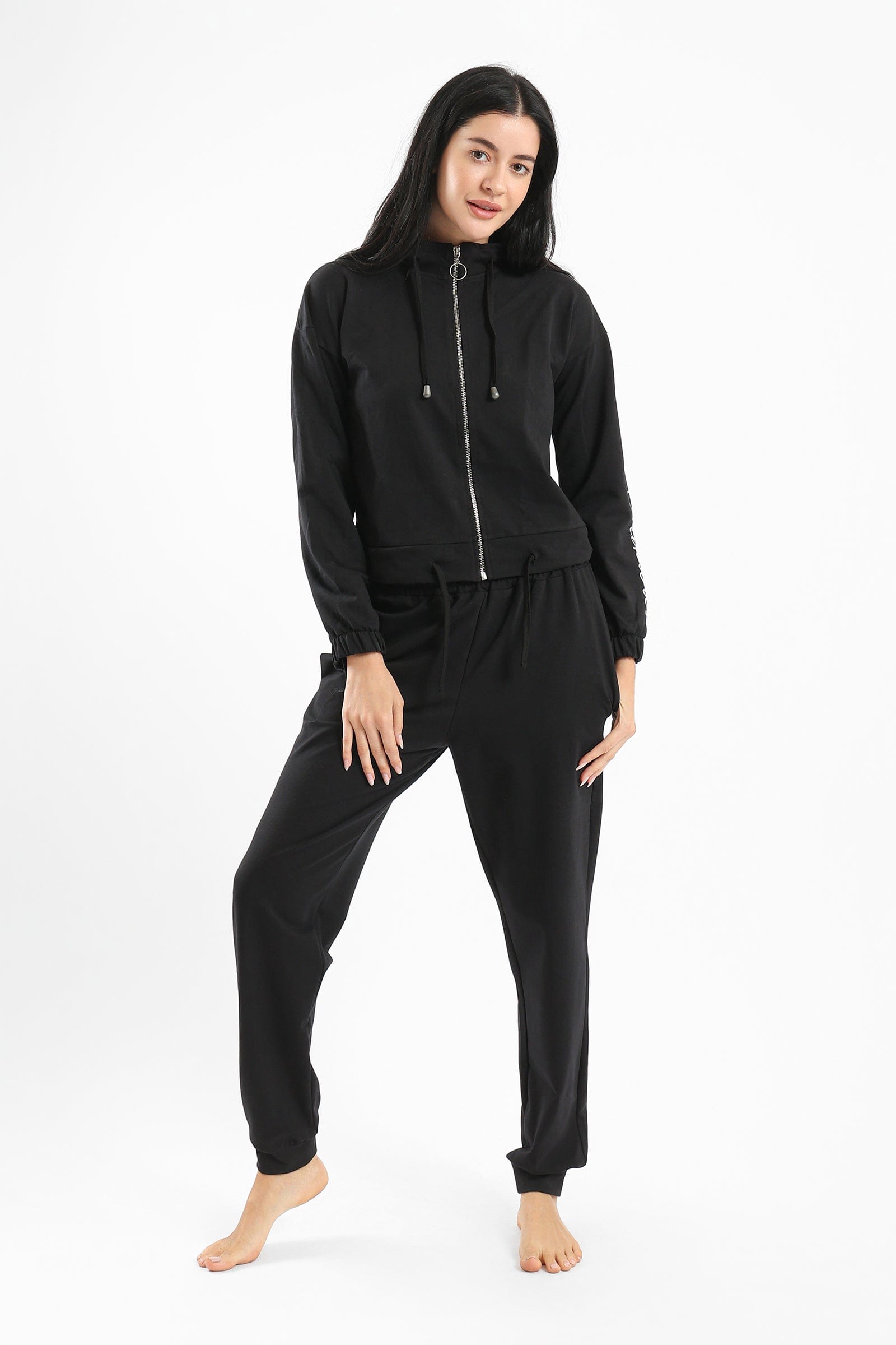 كارينا بنطلون بيجامة واسع خصر مرتفع بأساور