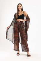 كارينا كيمونو نسائي كم طويل منقوش بنقشة تايجر ملون