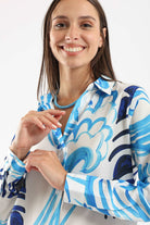 كارينا فستان على شكل قميص مطبوع مفتوح من الجانب ملون