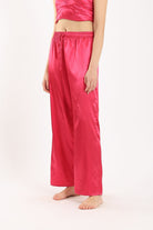 كارينا بنطلون بيجامة ساتان طويل سادة فوشيا