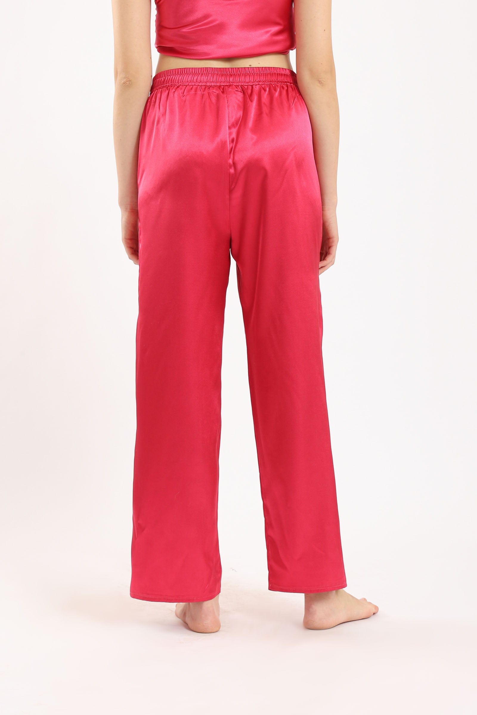 كارينا بنطلون بيجامة ساتان طويل سادة فوشيا