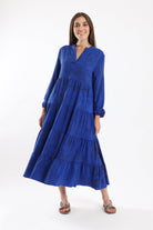 كارينا فستان ميدي متعدد الالوان كم طويل ملون