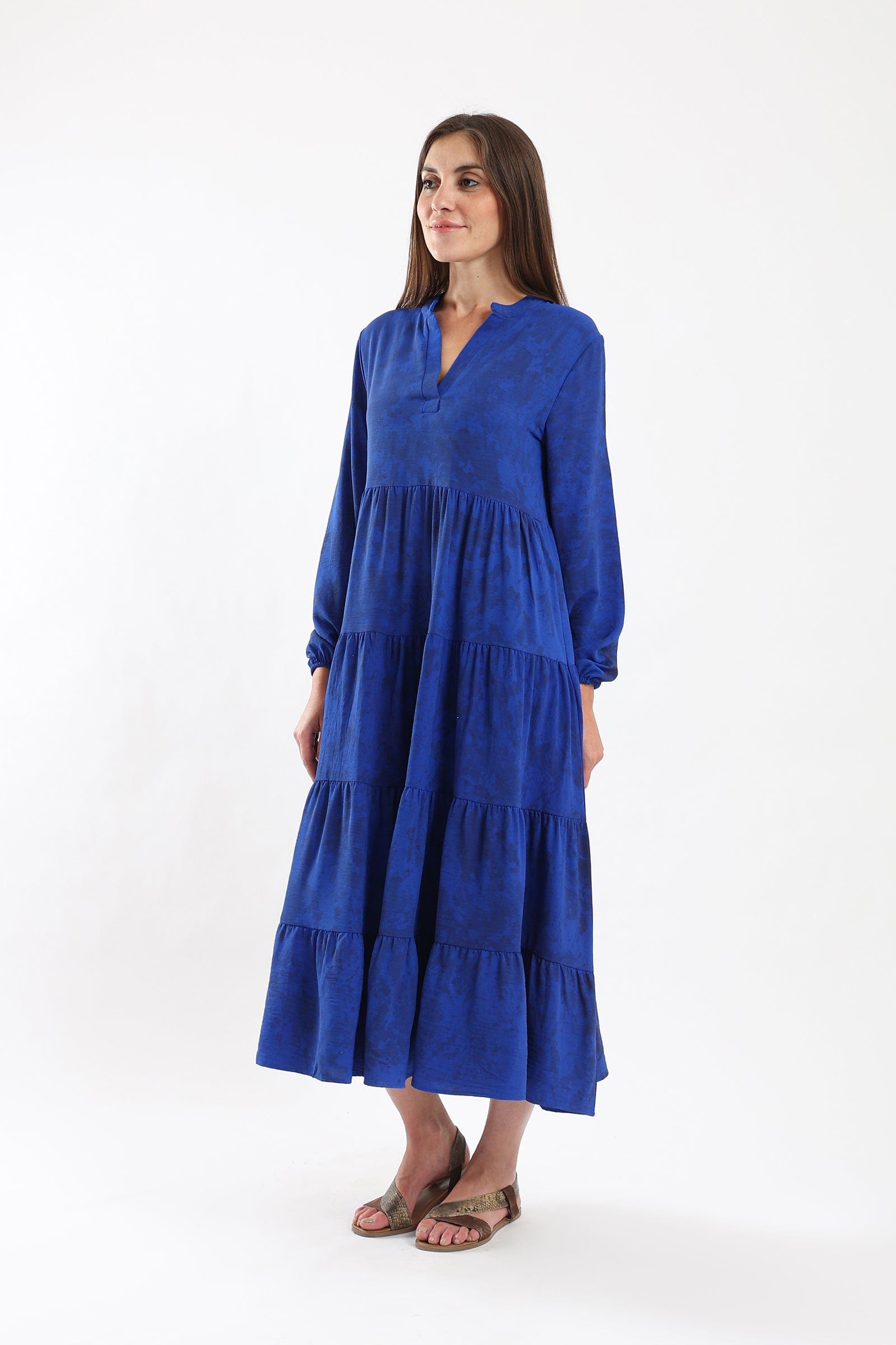 كارينا فستان ميدي متعدد الالوان كم طويل ملون