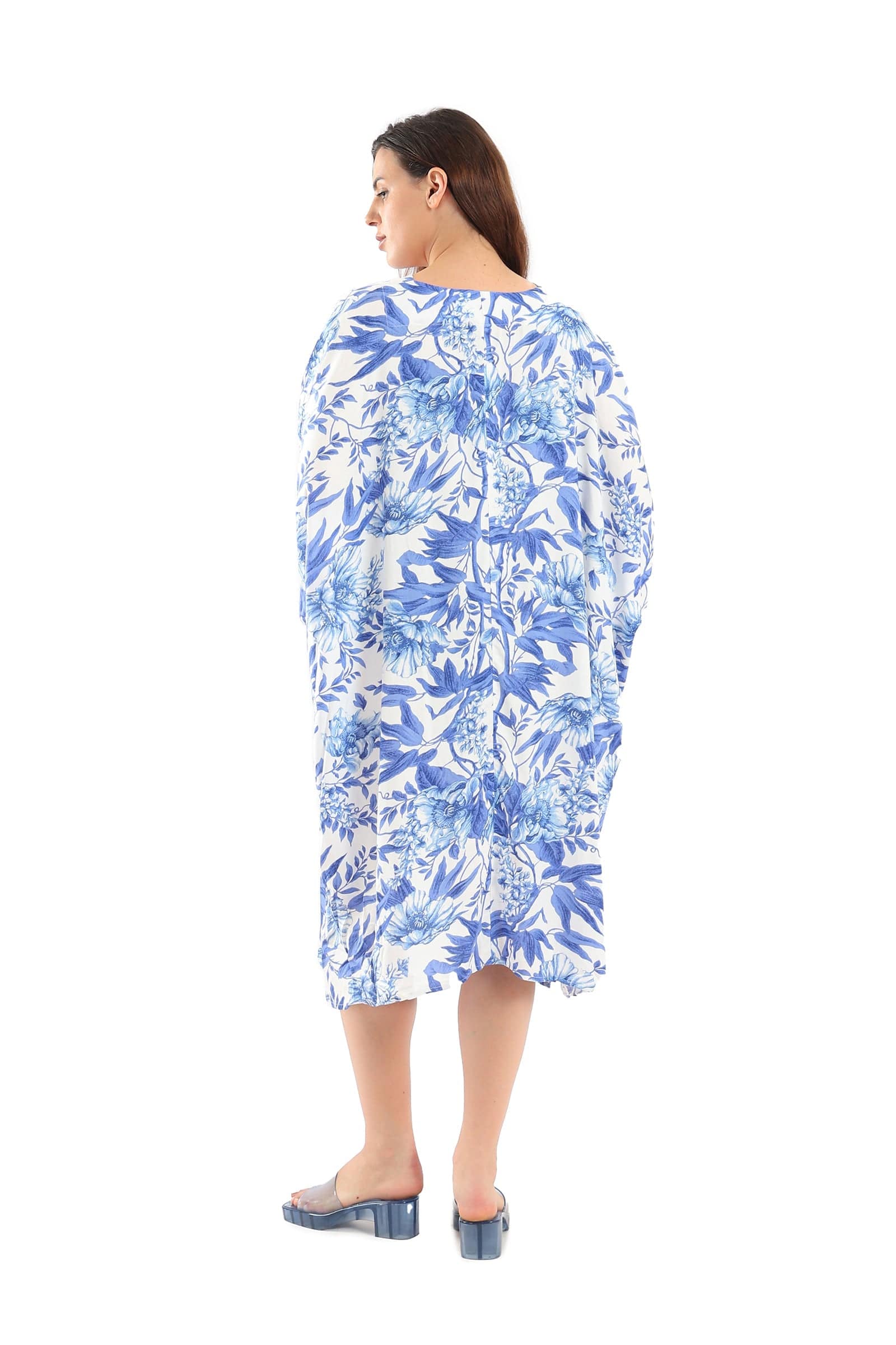 كارينا فستان مشجر نص كم واسع نسائي ملون