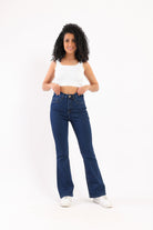 كارينا بنطلون جينز واسع من أسفل من القطن