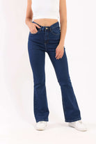 كارينا بنطلون جينز واسع من أسفل من القطن