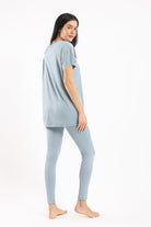 كارينا طقم بيجامة مضلع تيشيرت نص كم وبنطلون