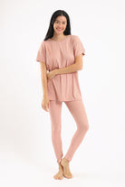 كارينا طقم بيجامة مضلع تيشيرت نص كم وبنطلون