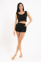 كارينا طقم بيجامة توب وشورت مضلع