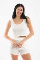 كارينا طقم بيجامة توب وشورت مضلع