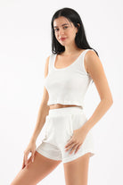 كارينا طقم بيجامة توب وشورت مضلع