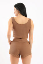 كارينا طقم بيجامة توب وشورت مضلع