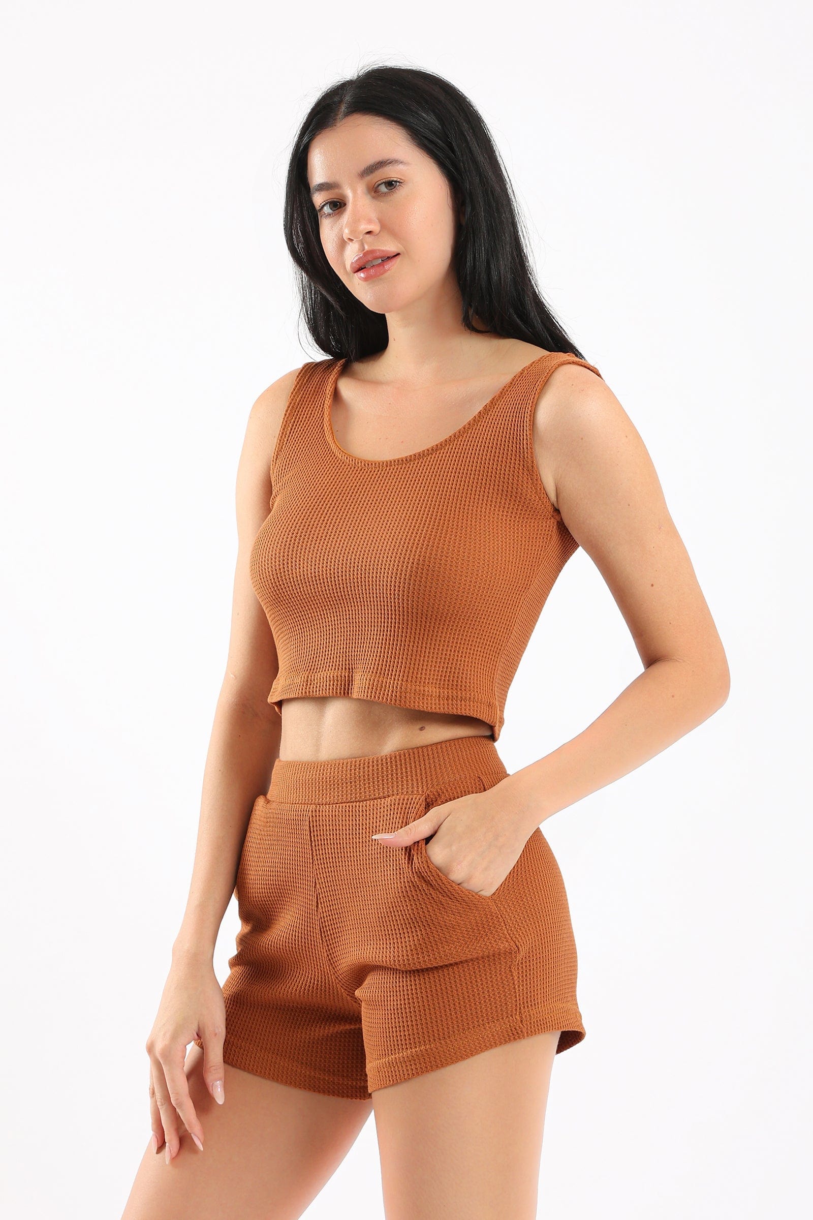 كارينا طقم بيجامة توب وشورت مضلع