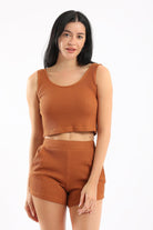 كارينا طقم بيجامة توب وشورت مضلع