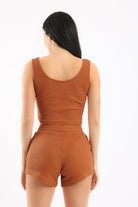 كارينا طقم بيجامة توب وشورت مضلع