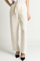 داليدرس بنطلون نسائي مخطط برباط خصر حجري