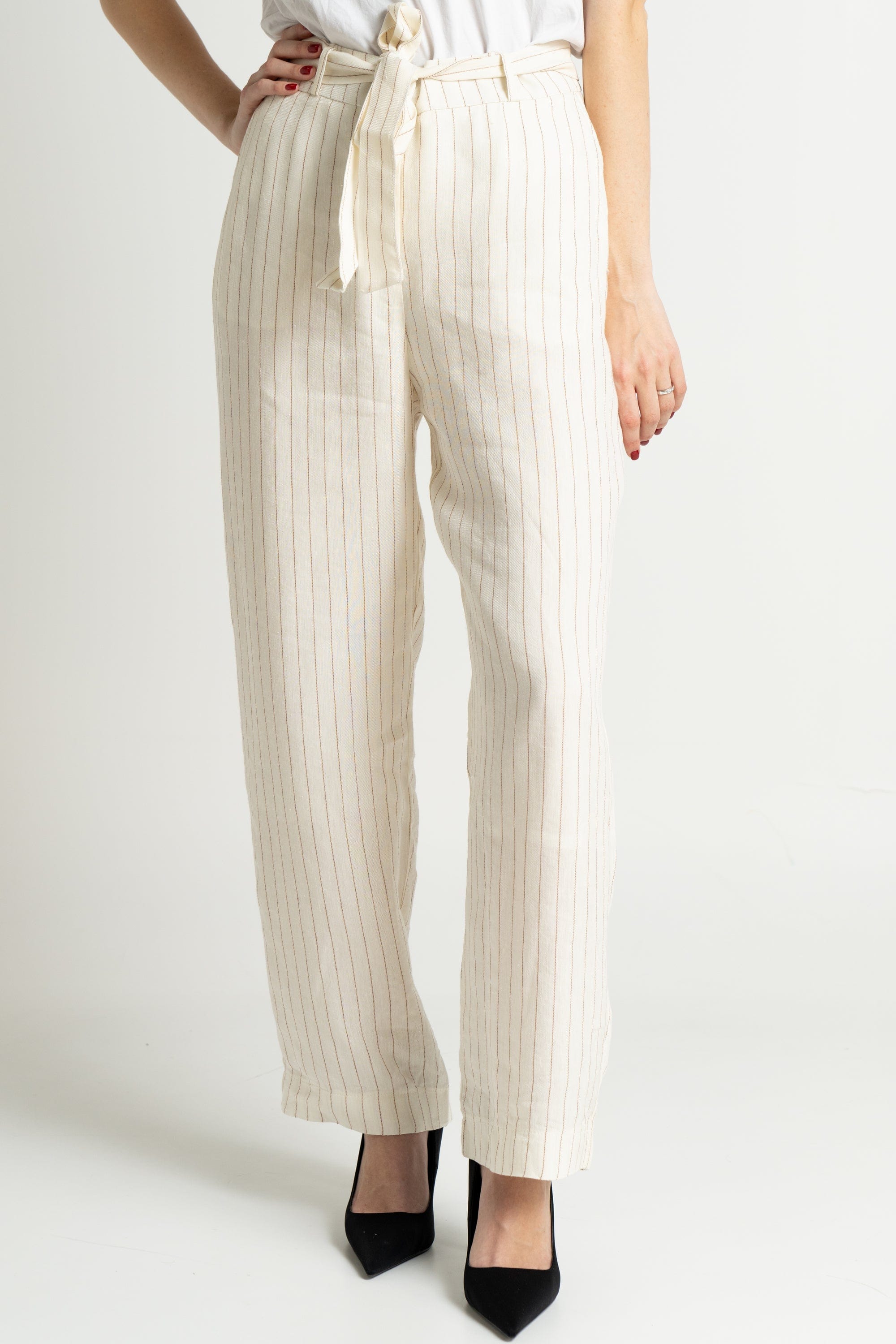 داليدرس بنطلون نسائي مخطط برباط خصر حجري