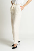 داليدرس بنطلون نسائي مخطط برباط خصر حجري