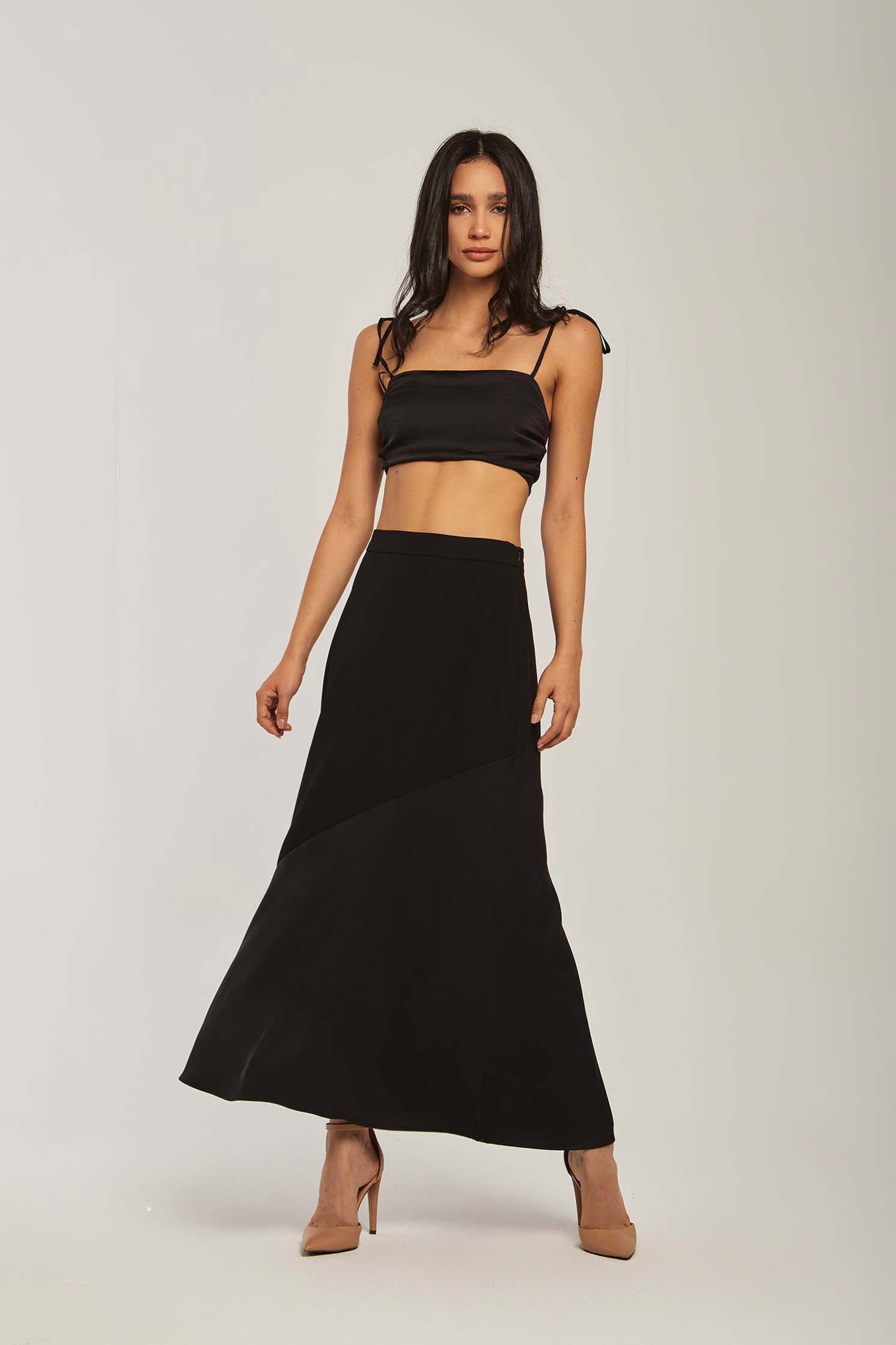 داليدرس تنورة نسائية طويلة بخصر مرتفع أسود