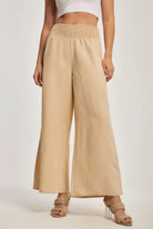 داليدرس بنطلون نسائي سادة واسع بخصر مطاط بيج