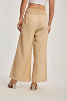 داليدرس بنطلون نسائي سادة واسع بخصر مطاط بيج