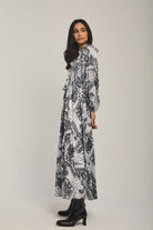 داليدرس فستان نسائي مشجر بكرانيش عالصدر أسود